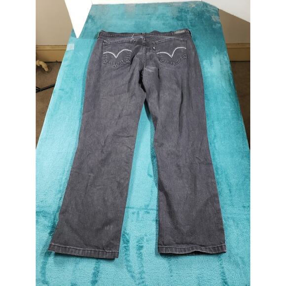 Levis 505 Jeans Sz 16 Short Womens Black Stretch Denim Pants Mid Rise Straight - Picture 12 of 15